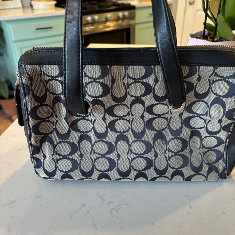 Coach Black and Gray Signature Shoulder Bag